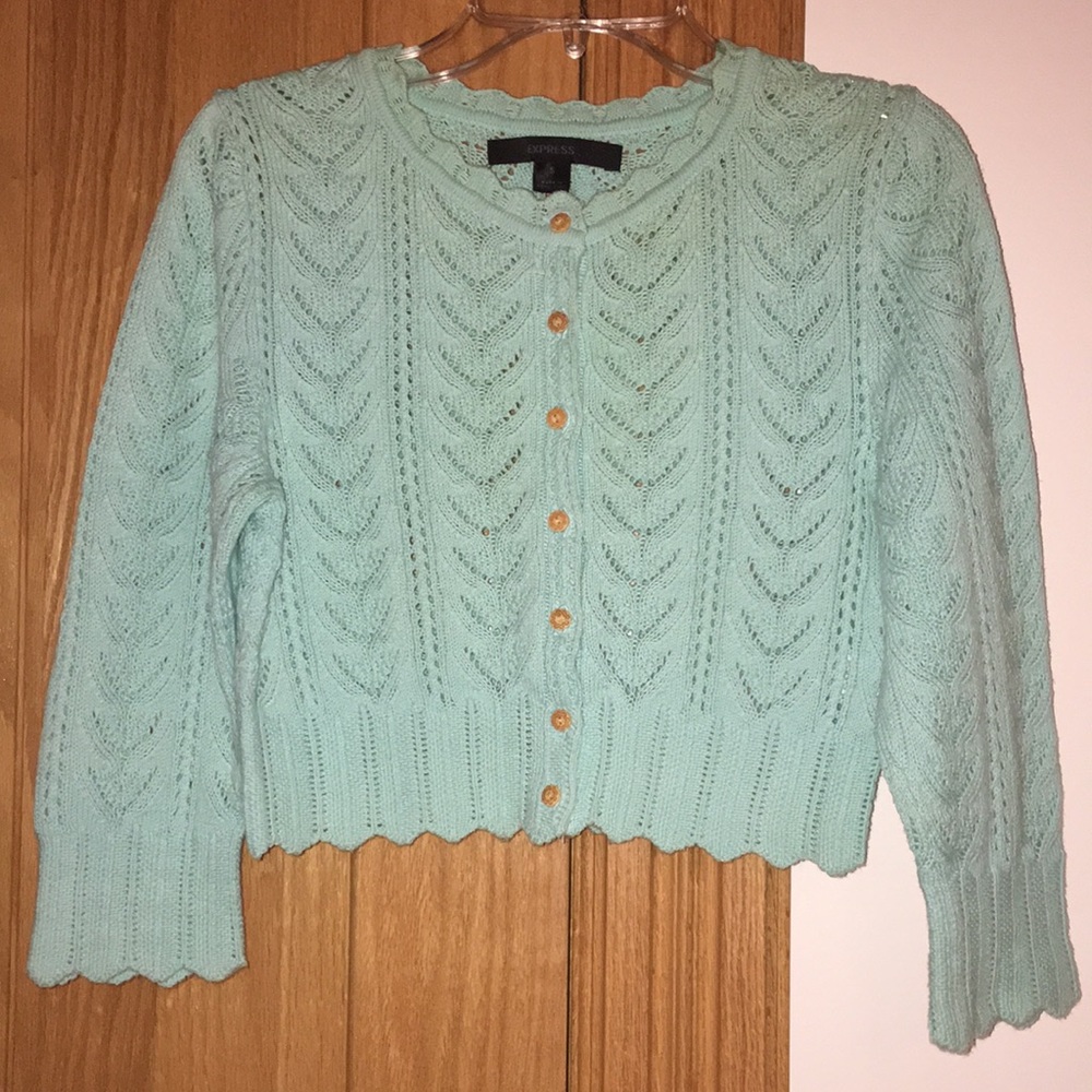 Express Mint Green Cardigan Sweater